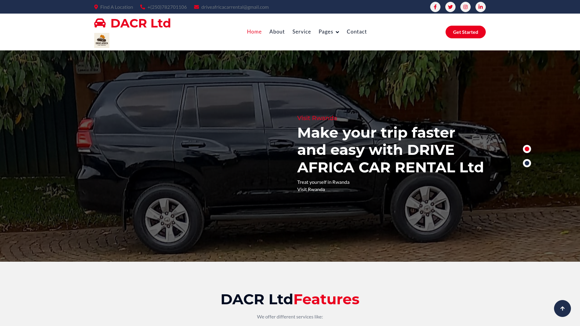 Drive Africa Car Rental website screenshot
